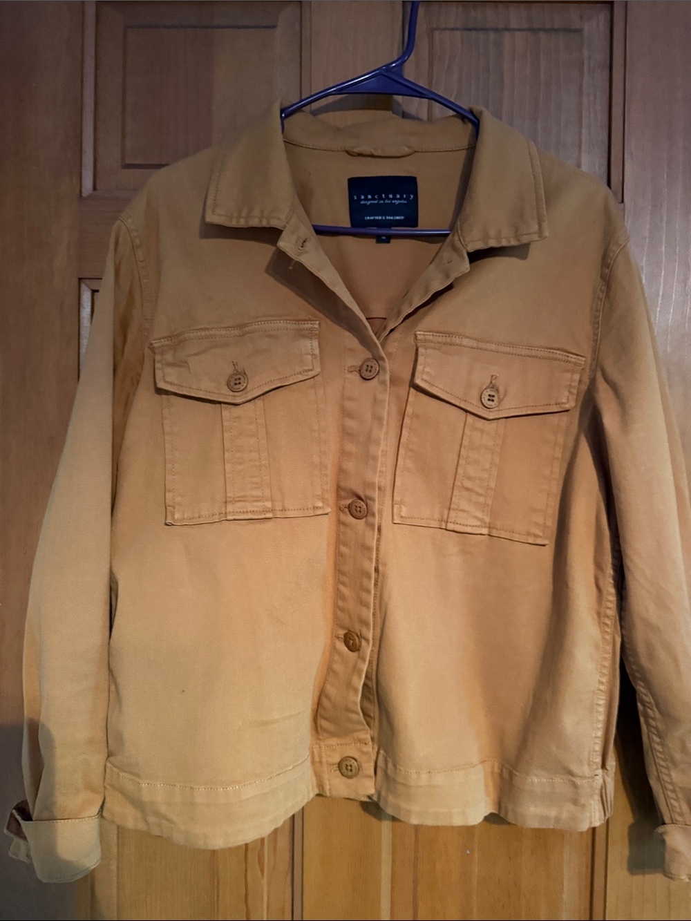 Sanctuary Women's Camel Utility Jacket with Chest Pockets